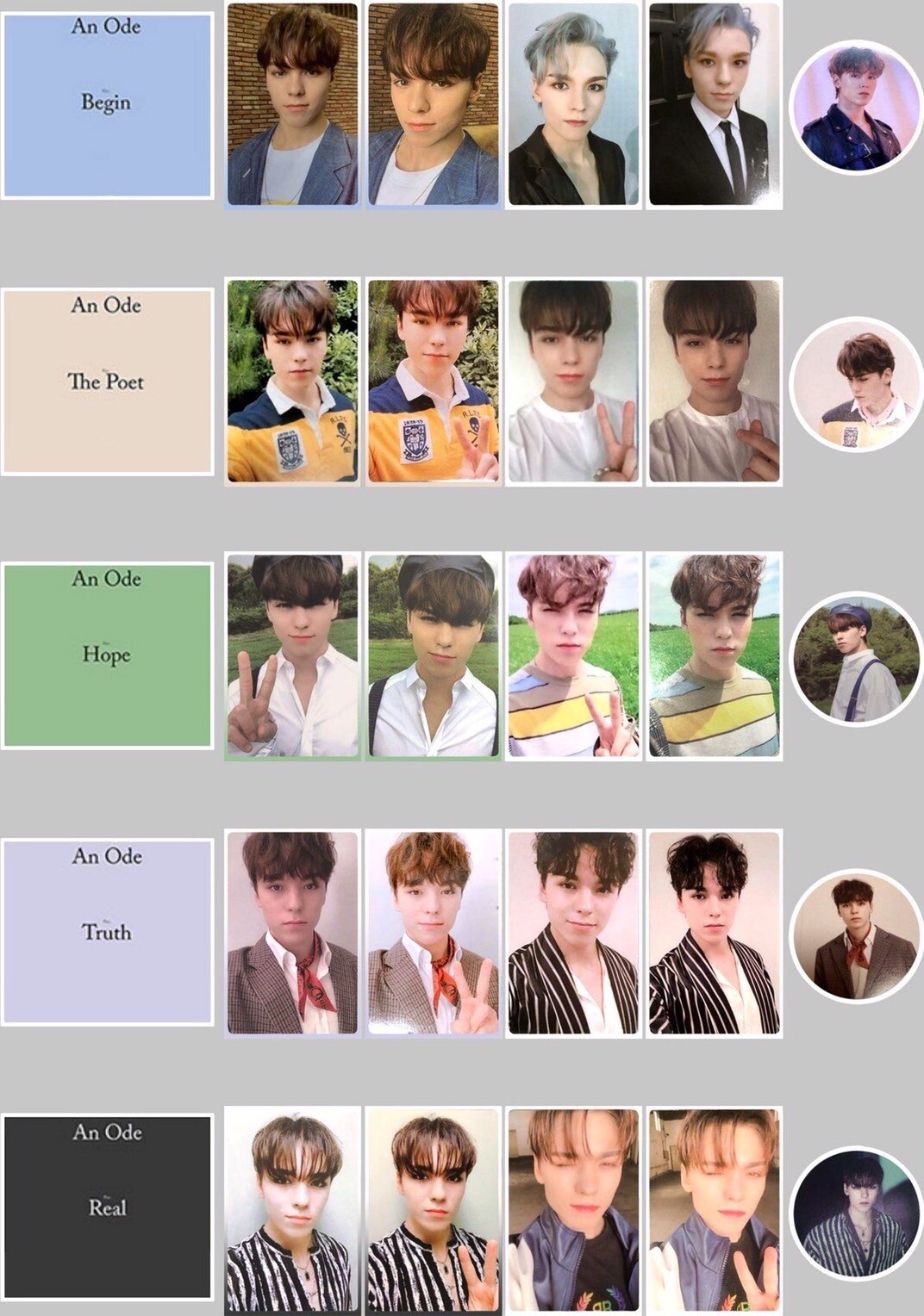 SEVENTEEN セブチ An Ode サイン入りバーノン SEVENTEEN An Ode VERNON OFFICIAL PHOTO CARD Real Hope Truth