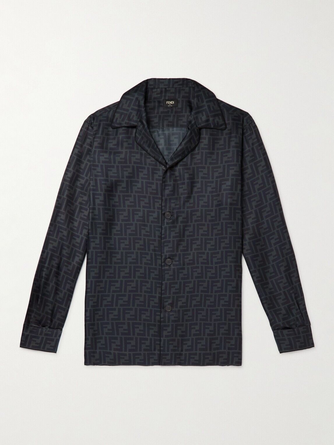 $1750 NWT FENDI FF Logo-Print Silk-Satin Shirt EU 37 / US $1750 NWT FENDI FF Logo-Print Silk-Satin Shirt EU 37 / US
