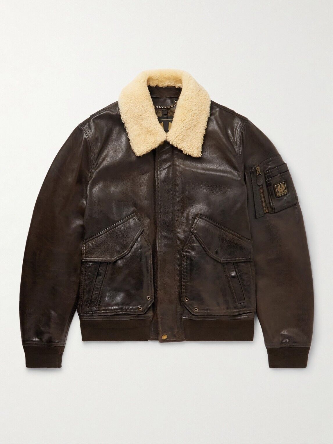 BELSTAFF Carrier Shearling Full-Grain Leather Aviator Bomber BELSTAFF Carrier Shearling Full-Grain Leather Aviator Bomber
