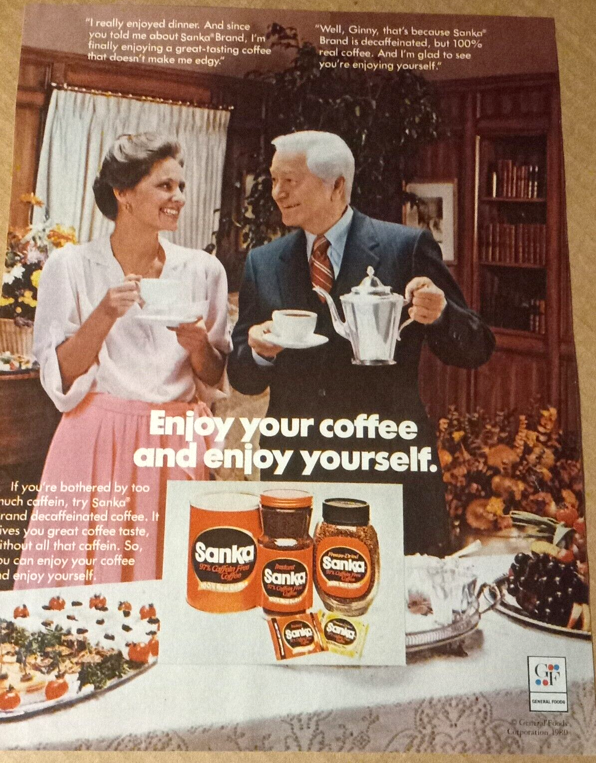 1980 print ad page-ROBERT YOUNG for Sanka decaf coffee
