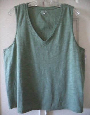 Must! Old Navy Sage Soft Green Slight Slub Texture V-Neck Tank Top 1X 16 18 XL