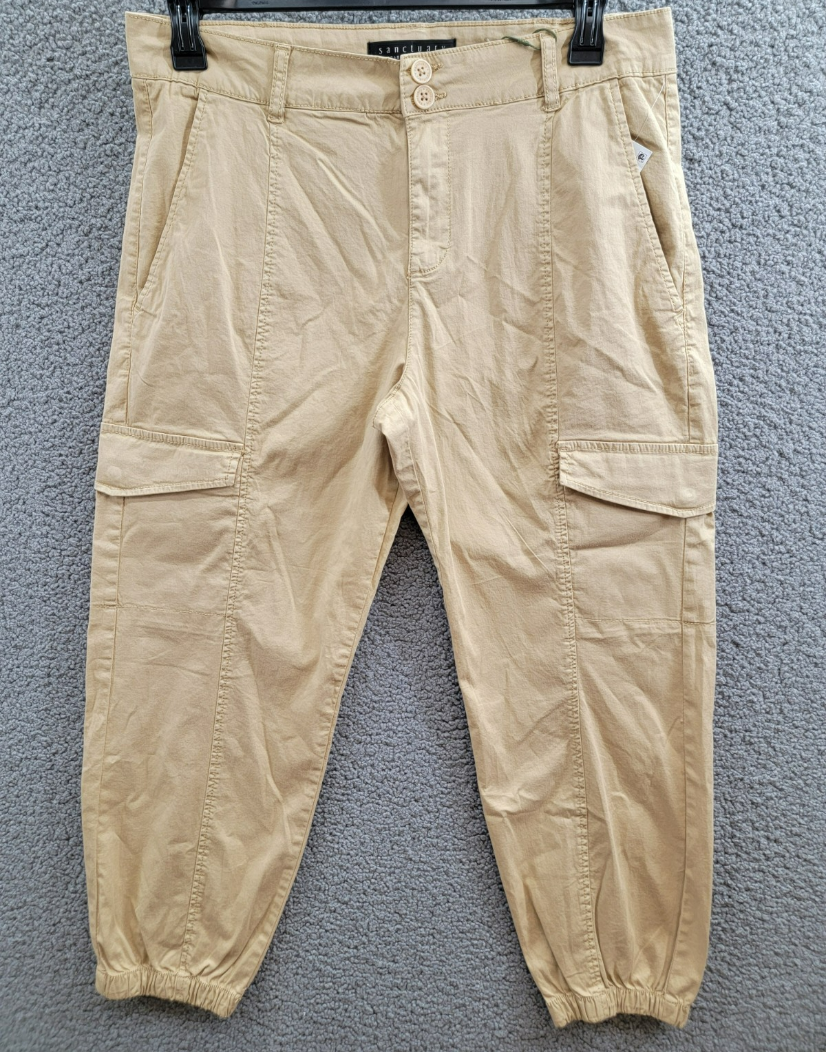 Sanctuary Rebel Cargo Pants Women's 32 True Khaki Tapered Leg Button Zip Closure - Picture 2 of 17