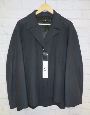 Jil Sander +J Uniqlo Women Oversized Double Face Shirt Jacket Dark Gray L XL 2XL
