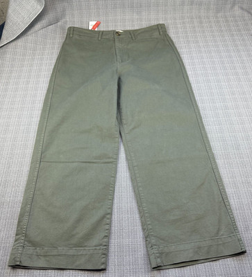 Marine Layer Crop Pants Womens 14 Bridget Olive Wide Leg Retro Look Stretch 450