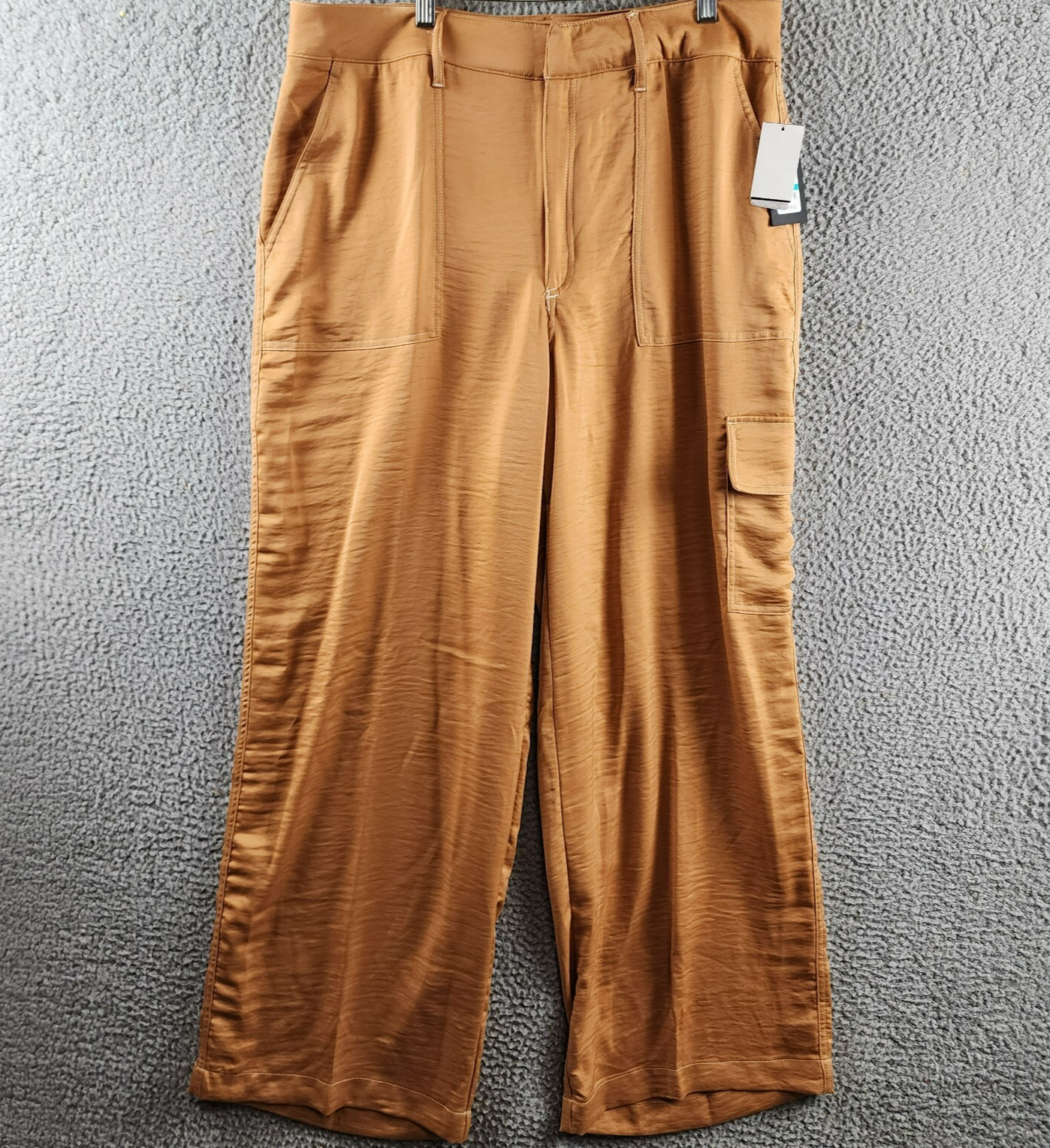 DKNY High Rise Wide-Leg Cargo Pants Women's 16 Tawney Zip Hook & Bar Closure - Picture 2 of 14
