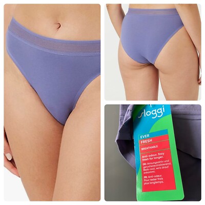 Sloggi Ever Fresh Tai Womens Knickers Porcelain Blue Size Small Bnwt