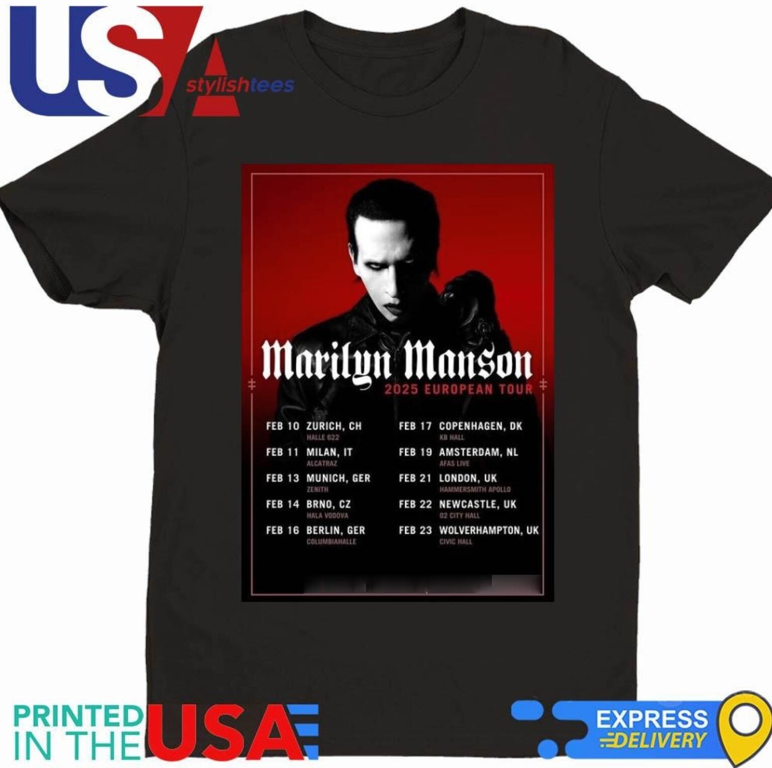 MARILYN MANSON TOUR Tシャツ LARGE Marilyn Manson North American Spring Tour 2025 Shirt | eBay