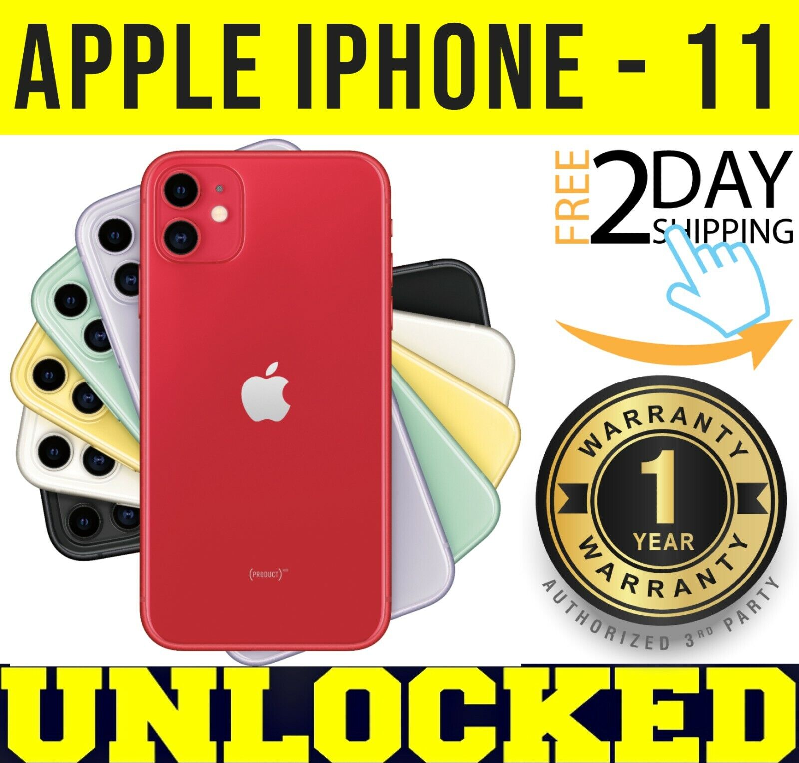 Apple iPhone 11 - 64GB 128GB 256GB (FACTORY UNLOCKED) 🔋100 Apple iPhone 11 - 64GB 128GB 256GB (FACTORY UNLOCKED) 🔋100