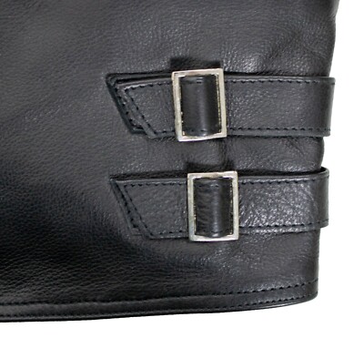 MDM RETRO MOTORRAD LEDERJACKE 80´S OLDSCHOOL IN SCHWARZ / ROT PROTEKTOREN ROCKER