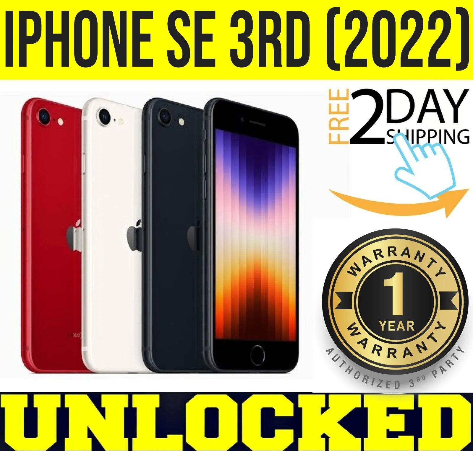 Apple iPhone SE 3rd 5G 64GB │128GB │ 256GB (FACTORY Apple iPhone SE 3rd 5G 64GB │128GB │ 256GB (FACTORY