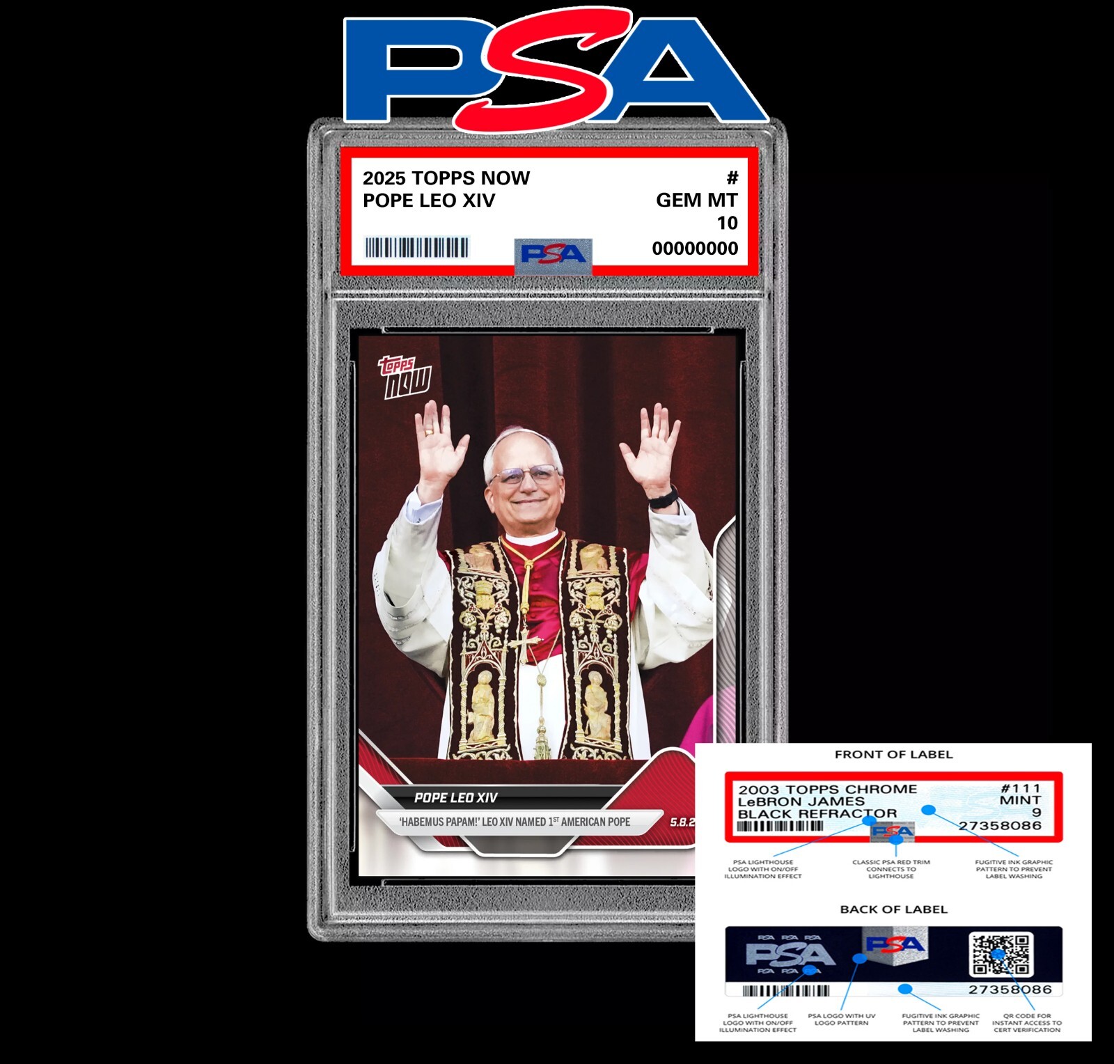 2025TOPPS NOW POPE LEO XIレオ14世ローマ教皇PSA10 PSA 10 2025 Topps Now 1st American Pope #POPE Pope Leo XIV