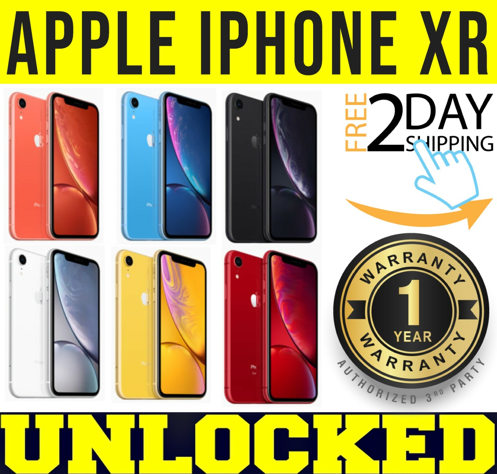 Apple iPhone XR 64GB│ 128GB│ 256GB (FACTORY UNLOCKED) BLACK RED