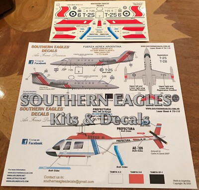 LEARJET 35A FAA  Verificador  Low Vis &  Bell 206 P.N.Argentina - 1/72 Decals