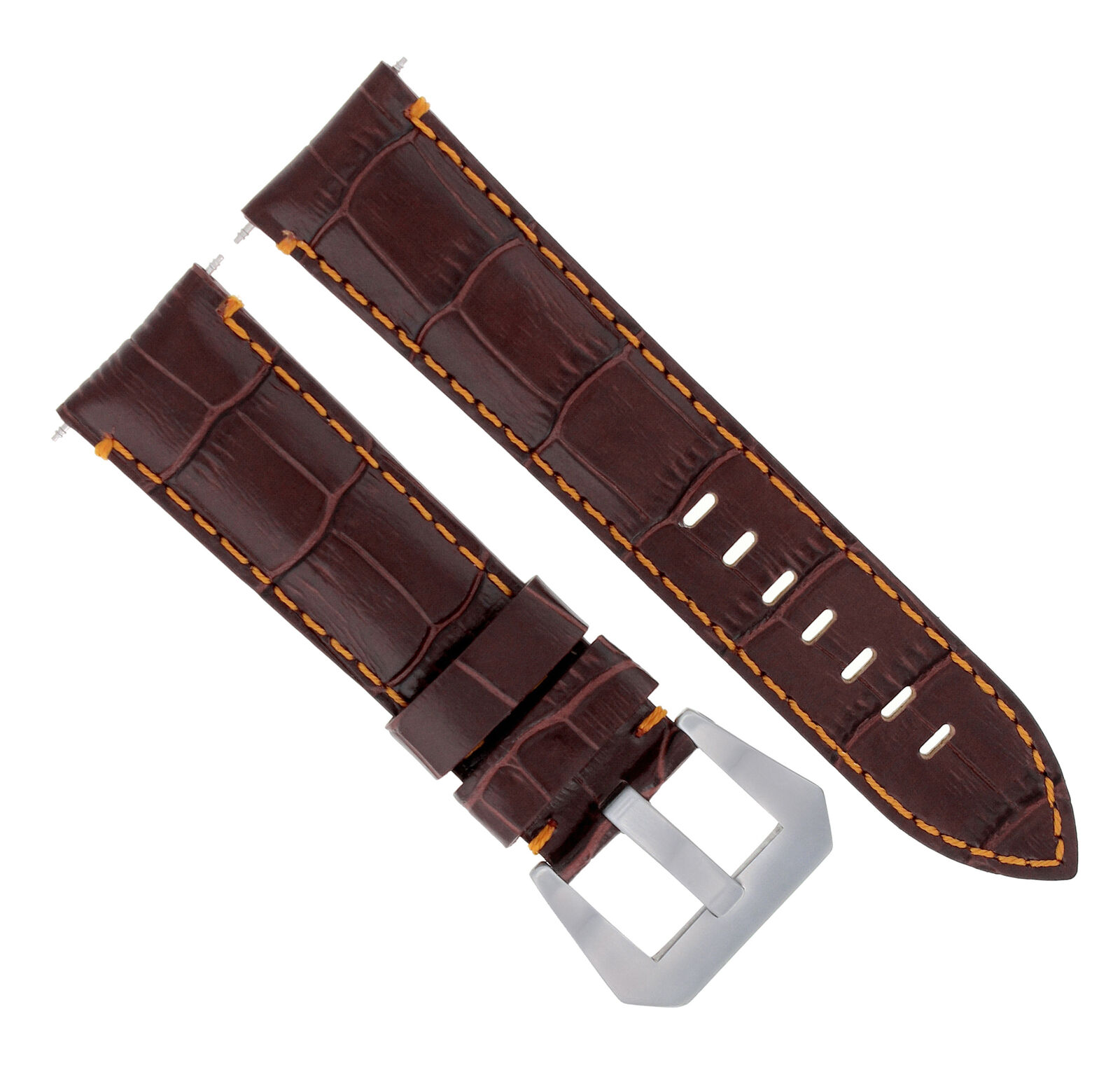 22MM LEATHER WATCH BAND STRAP FOR ANONIMO SAILOR WATCH BROWN ORANGE STITCH