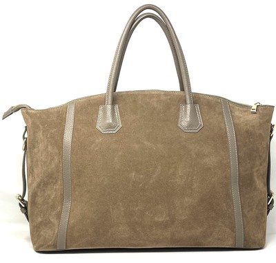 La Via Firenze Suede Tote Bag Purse TAUPE Brown Tan Crossbody TikTok Viral NWT