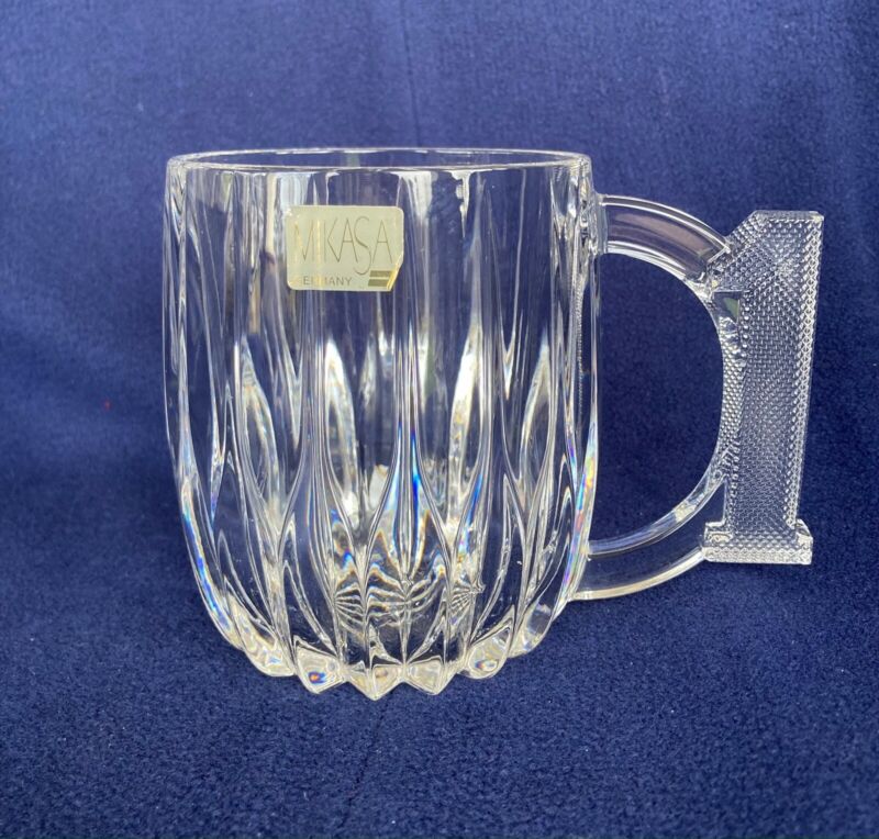 Vtg Clear Glass Mikasa Park Lane Beer/Coffee Mug #1,  Drinkware Barware