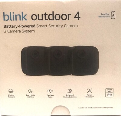 BLINK OUTDOOR 4 (4TH GEN) 3 CAMERA WIRELESS HD HOME SECURITY SYSTEM , NEW