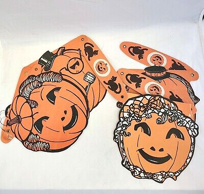 Vintage Halloween JOL Jack-O-Lantern Pumpkin Black Cat Banner Garland Decoration