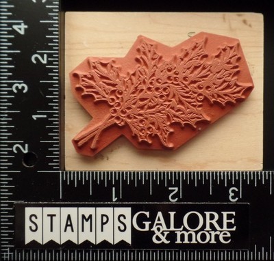 GREAT IMPRESSIONS RUBBER STAMPS CHRISTMAS H190 SPRAY HOLLY BRANCH BERRIES