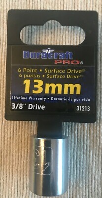 Duracraft Pro 3/8 Inch Drive 6 Point 13MM Standard Shallow Socket - 31213
