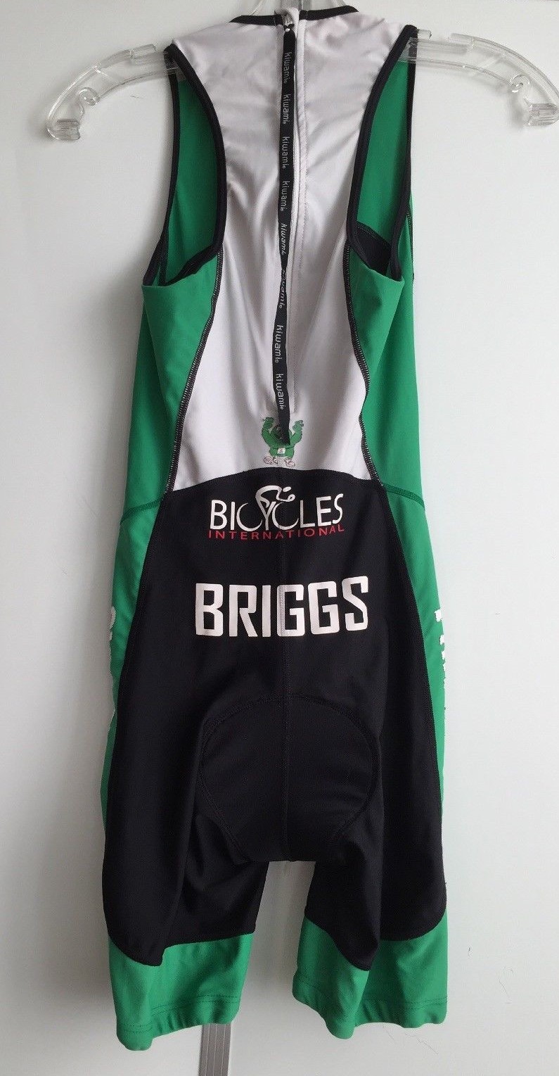 Kiwami  Men's Tri-Suit Black/Green Padded Shorts XS  One Piece Zip