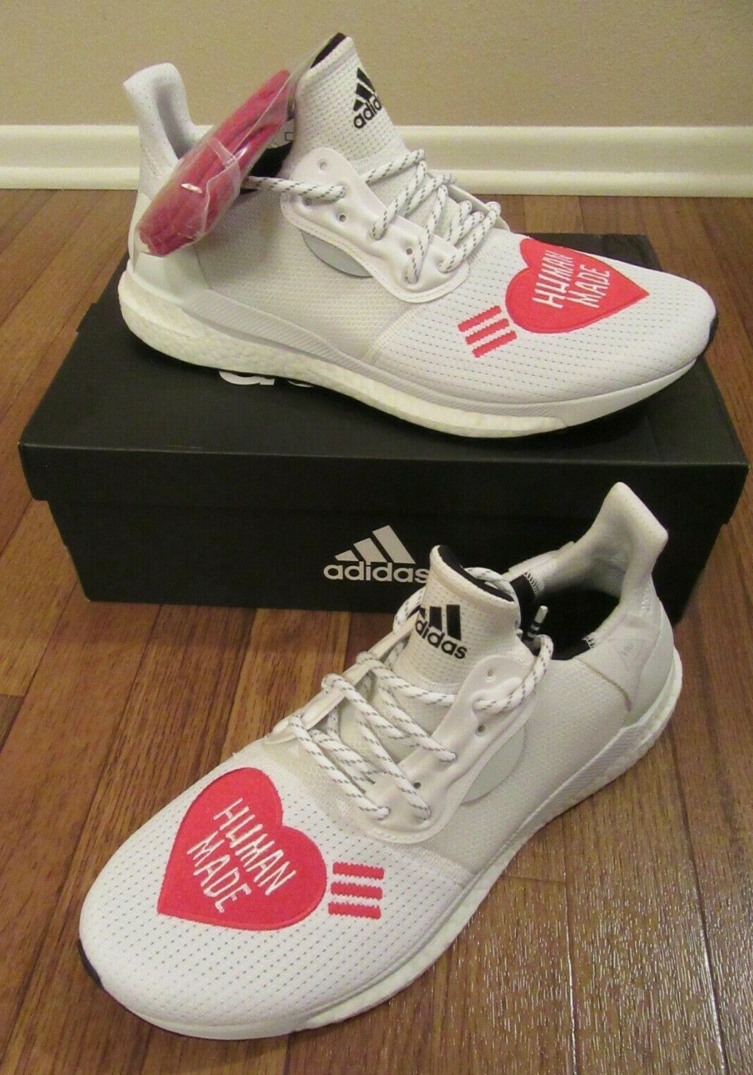 Adidas Solarhu Human Made Size 11 White Scarlet EG1837 Brand New NIB  Pharrell: купить с доставкой из США, цена 28 598 руб - (125421272765)