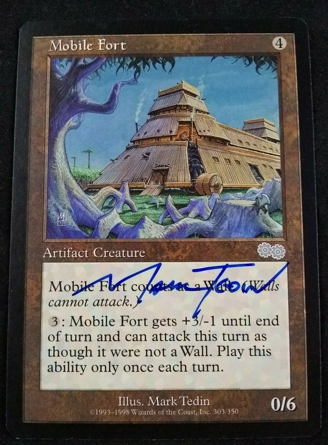 Magic MTG Mobile Fort Urza's Saga Signed by Artist Mark Magic MTG Mobile Fort Urza's Saga Signed by Artist Mark