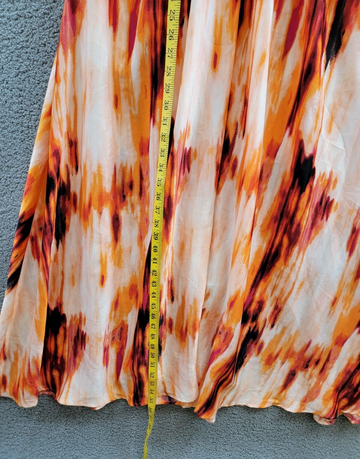DKNY Printed Satin Strappy Halter Maxi Dress Women's XL Orange Blossom Back Tie - Picture 7 of 15