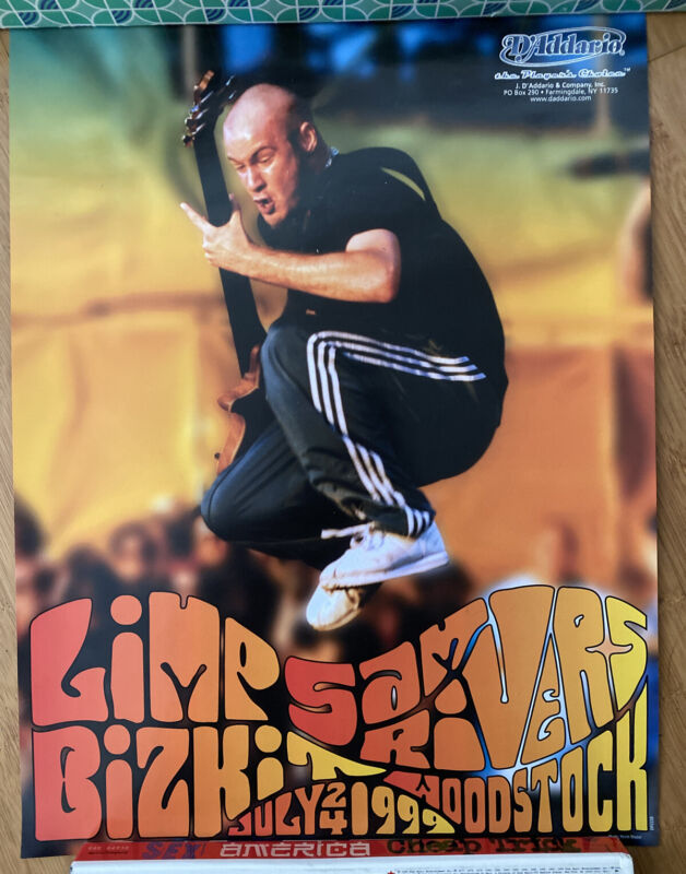 LIMP BIZKIT SAM RIVERS 8x11 D’Addario Promo Poster Ad Woodstock July 24, 1999