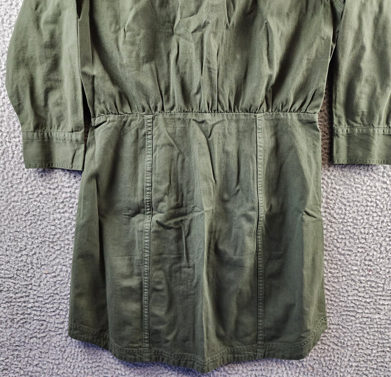 Veronica Beard Keston Twill Snap Front Shirtdress Women 10 Army Green 3/4 Sleeve - Picture 15 of 16
