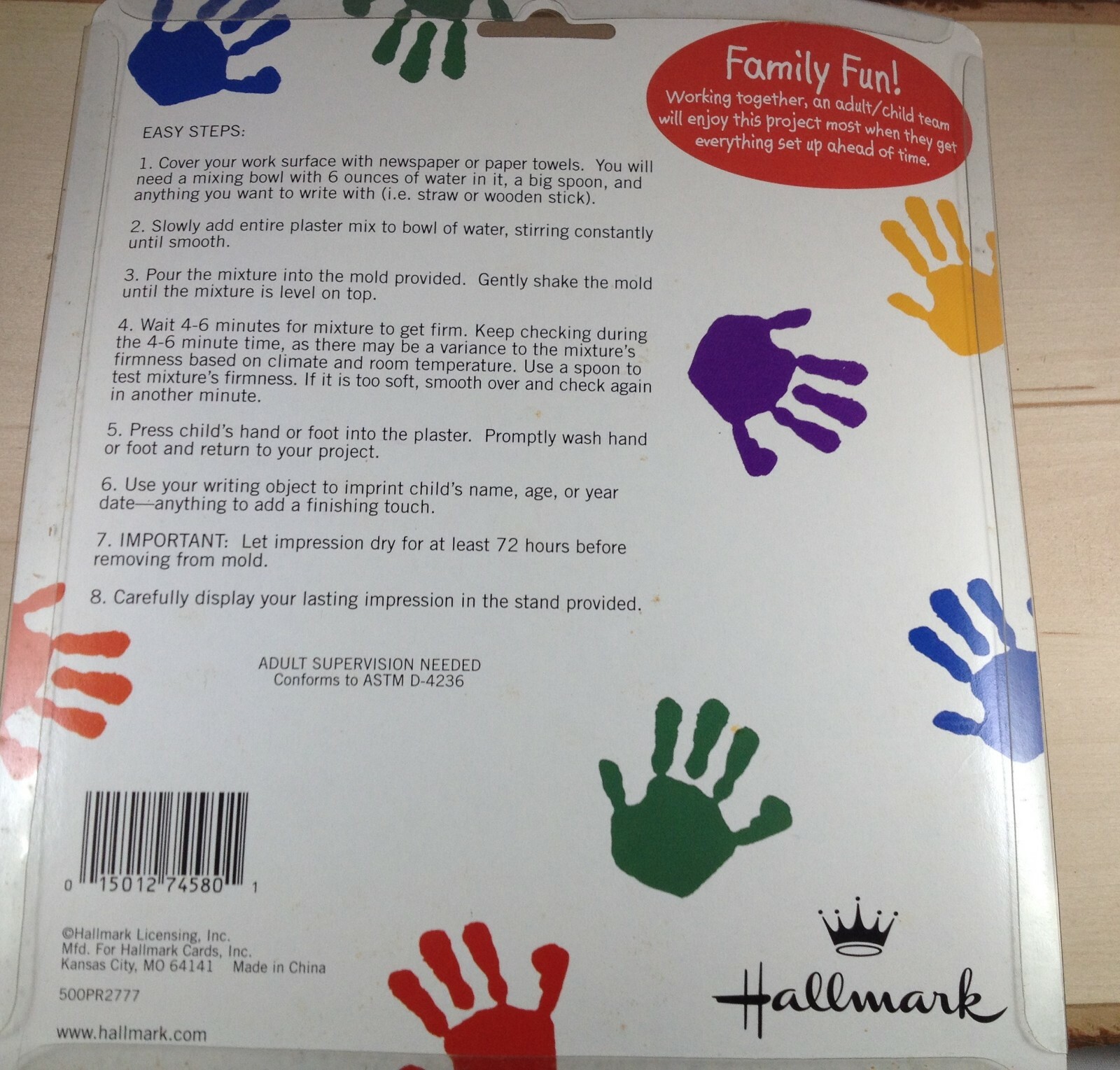 Hallmark Handprint Kit Kids Baby Babies Memories Hand Print Plaster Children