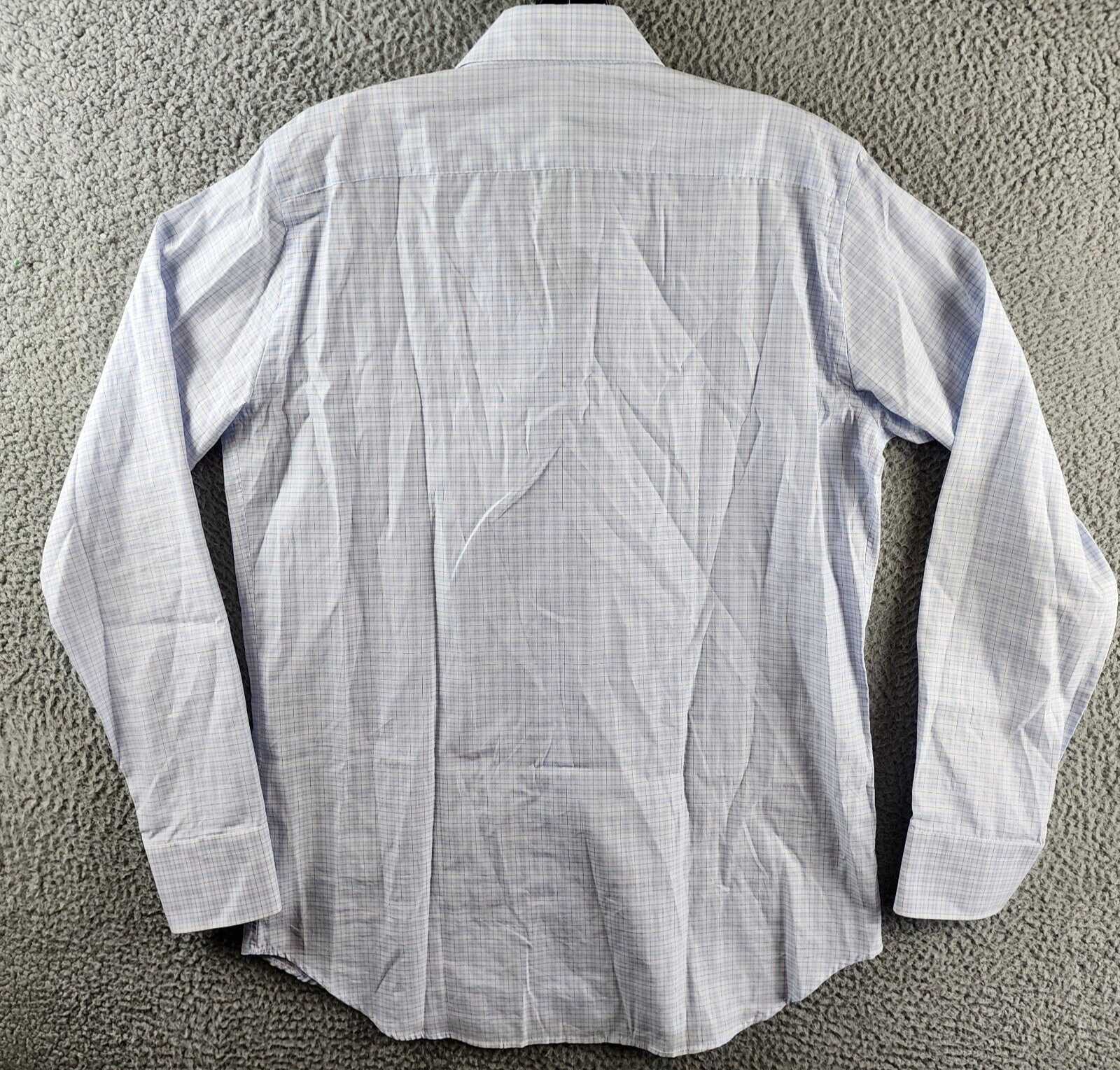 Canali Tonal Check Regular Fit Dress Shirt Men's 41/16 Blue Collared Long Sleeve - Picture 12 of 14