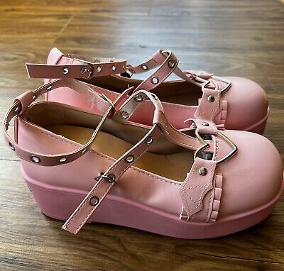 shoes Harajuku Kawaii Fashion Lolita Style Mary Jane Platform Shoes size 7