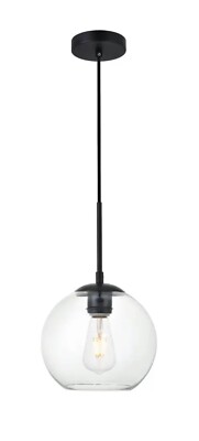 Baxter Single Light 8'' Wide Mini Pendant with Clear Glass Black Elegant Lighting