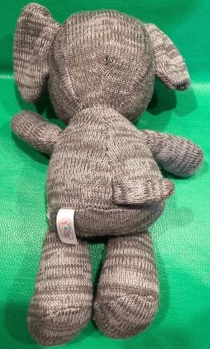 Spark Create Imagine Gray Elephant w/ Baby Rattle plush Knit Animal Sherpa 15”