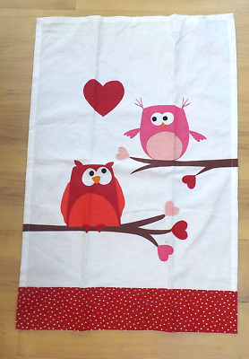 TAG Owls Valentine Hearts Cotton Kitchen Tea Towel 18'' x 26'' Made in India NWT
