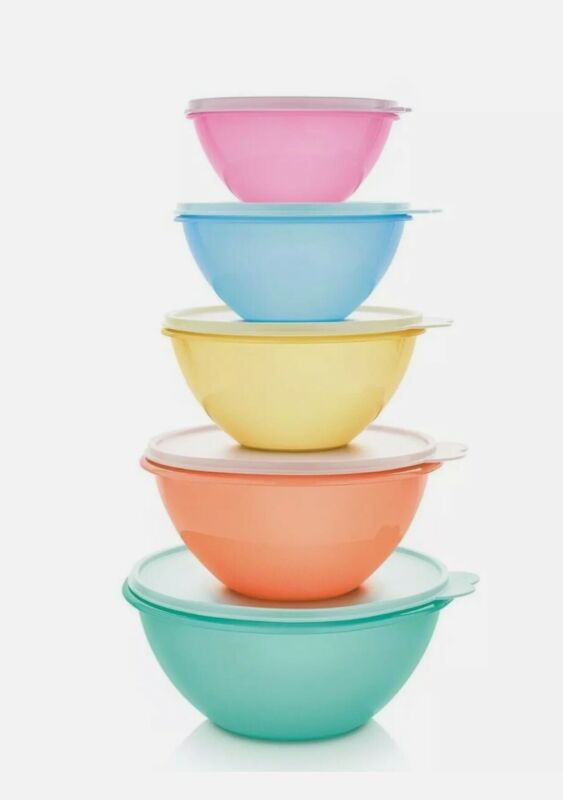 Classic Style Tupperware Wonderlier Bowls Set of 5 ~ Pastel BRAND NEW!!