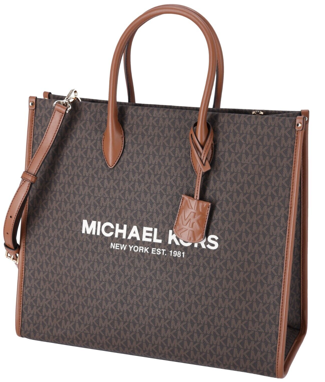 Michael Kors Mirella Large Tote Crossbody Bag Brown MK Signature