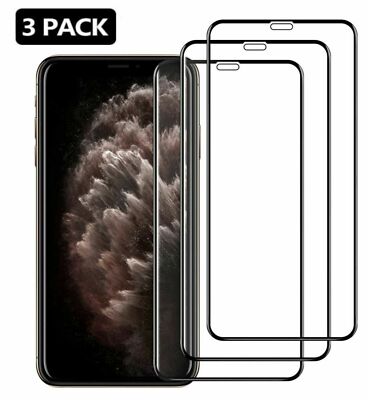 3 Full Coverage Tempered Glass Protector For iPhone X XS 11 12 13 14 15 Pro Max