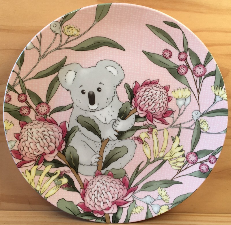 BANKSIA KOALA "Primrose Pink” Beautiful Native Animal Sandwich Plate Side