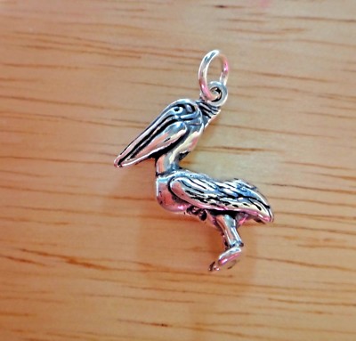 Sterling Silver 3D 18x16x9mm Pelican Bird Gulf Coast Ocean Charm!