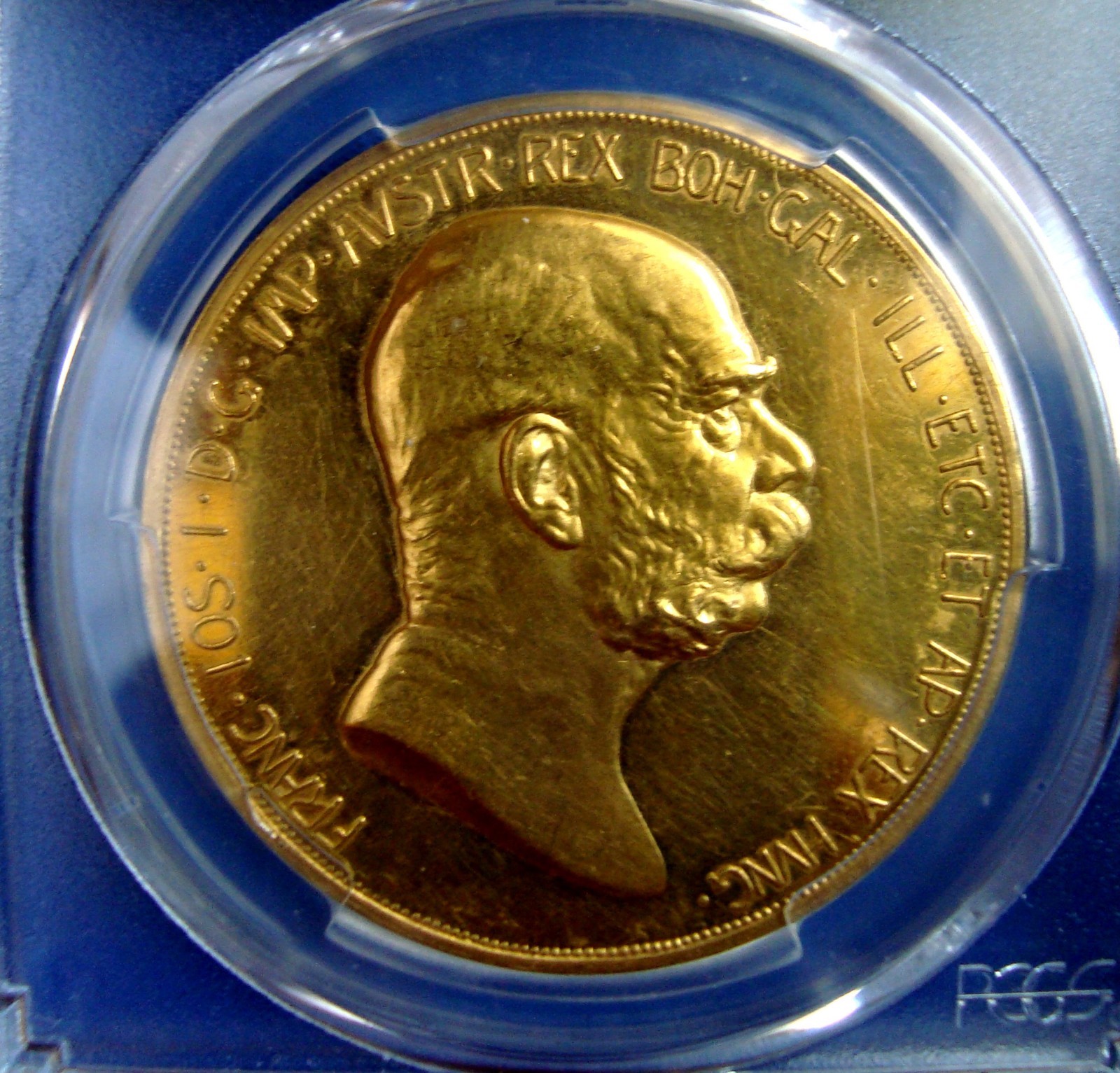 RARE AUSTRIA 100 Corona 1908 GOLD COIN PCGS AU55 LADY IN CLOUDS