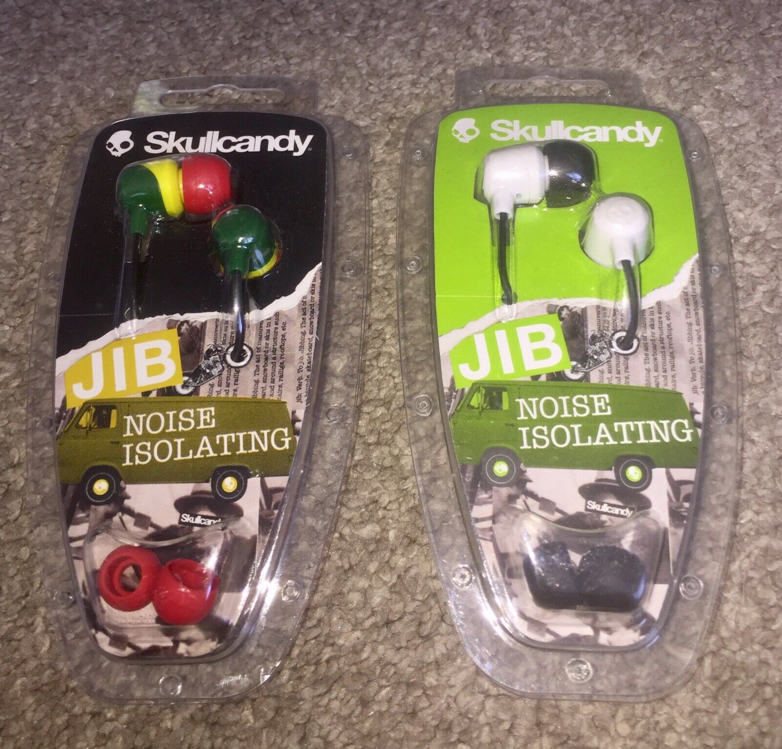 2 x Skullcandy multi / white Jib In Ear Wired Headphones Earbuds Earphones New