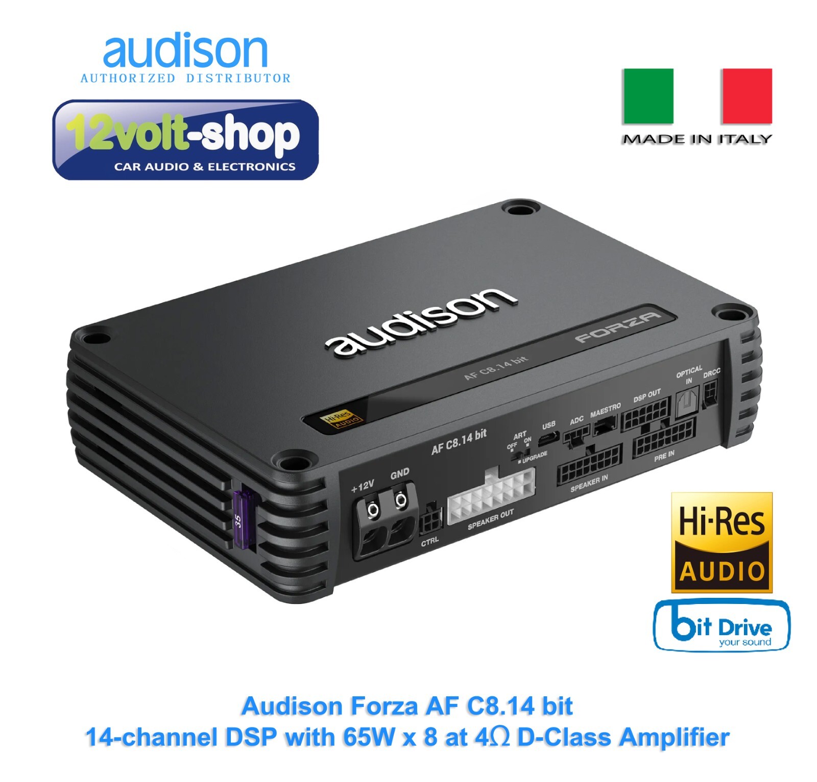 Audison Forza AF C8.14 bit 14-channel DSP with 65Wx8 @4Ω Audison Forza AF C8.14 bit 14-channel DSP with 65Wx8 @4Ω