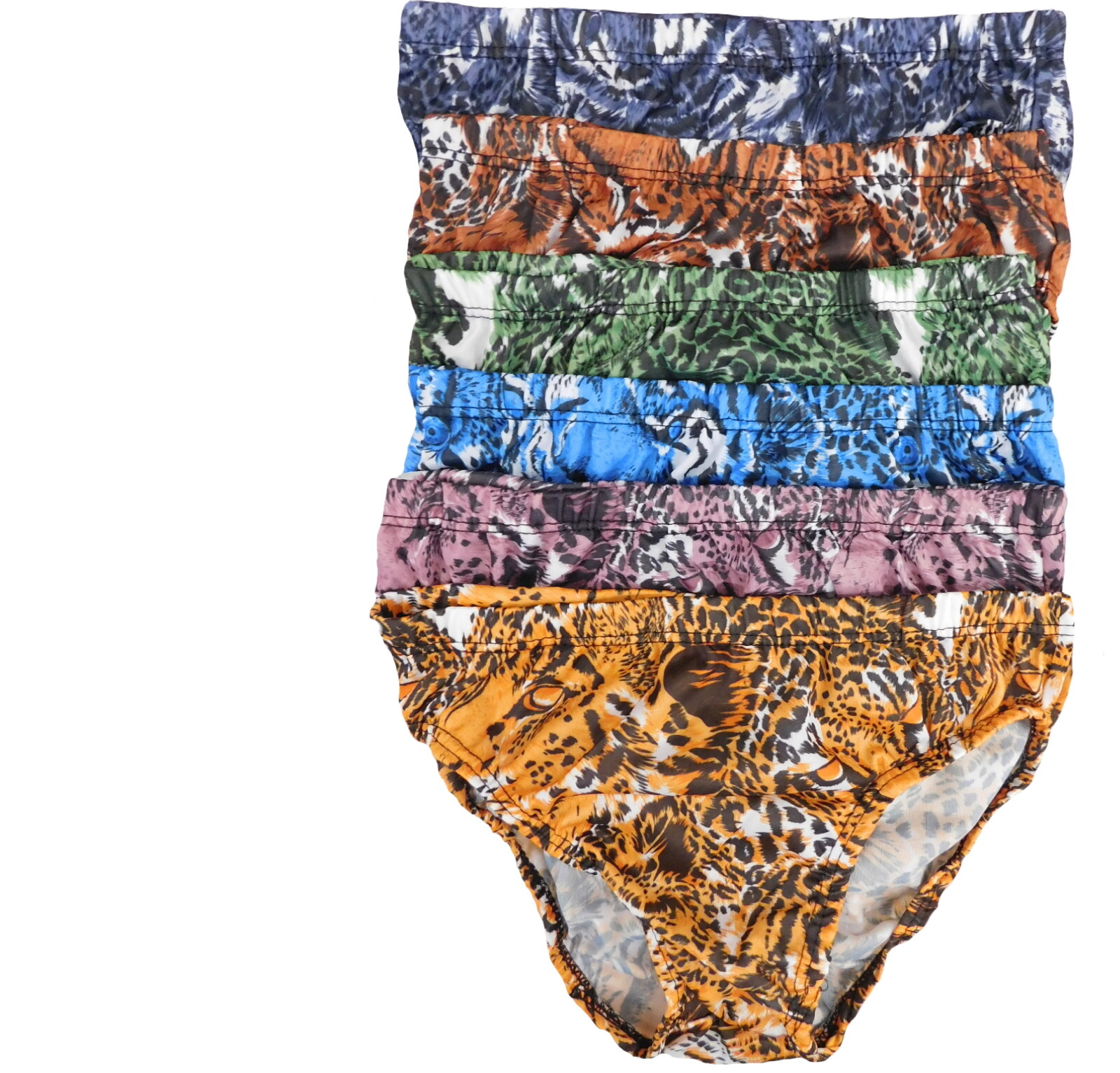 6 PACK MEN BIKINI BRIEFS ANIMAL PRINT BREATHABLE UNDERWEAR LOW RISE