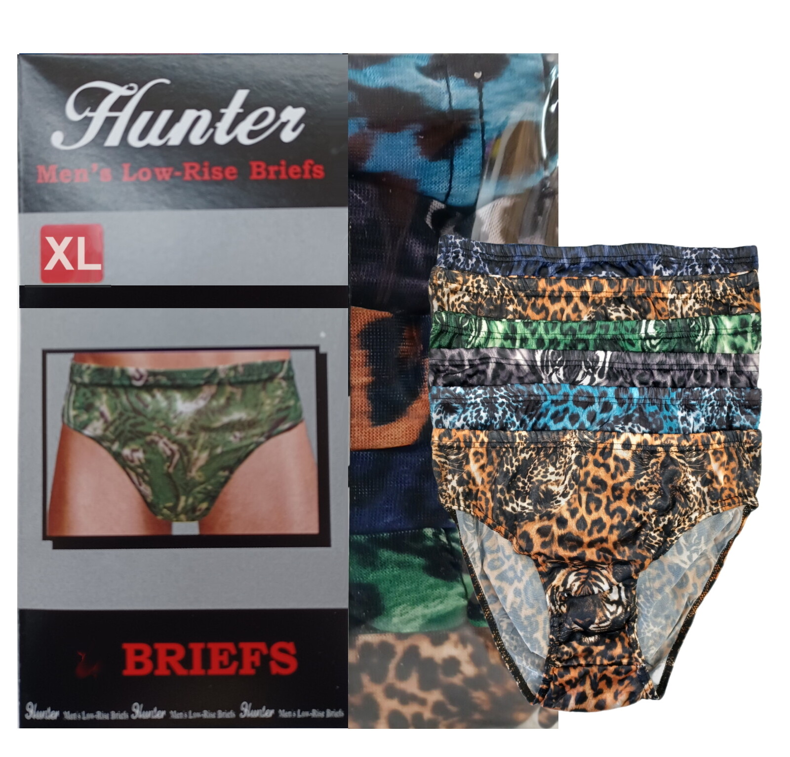 6 PACK MEN BIKINI BRIEFS ANIMAL PRINT BREATHABLE UNDERWEAR LOW RISE