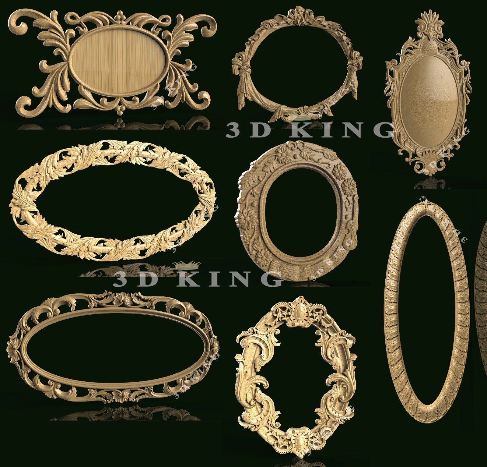 87 PCS STL 3D Models OVAL FRAMES for CNC Router 3D Printer Engraver Aspire Cut3D