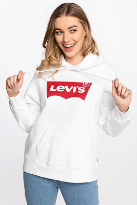 

Женская толстовка с капюшоном Levis Graphic Standard, белая, красная, спортивная, спортивная, толстовка, Белый