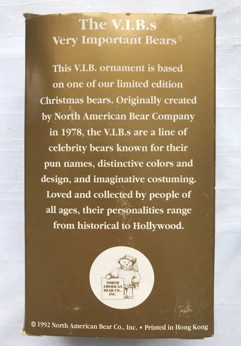 Very Important Bear Mini VIB Ornament Snow Queen 1992 North Anerican Bear MIB
