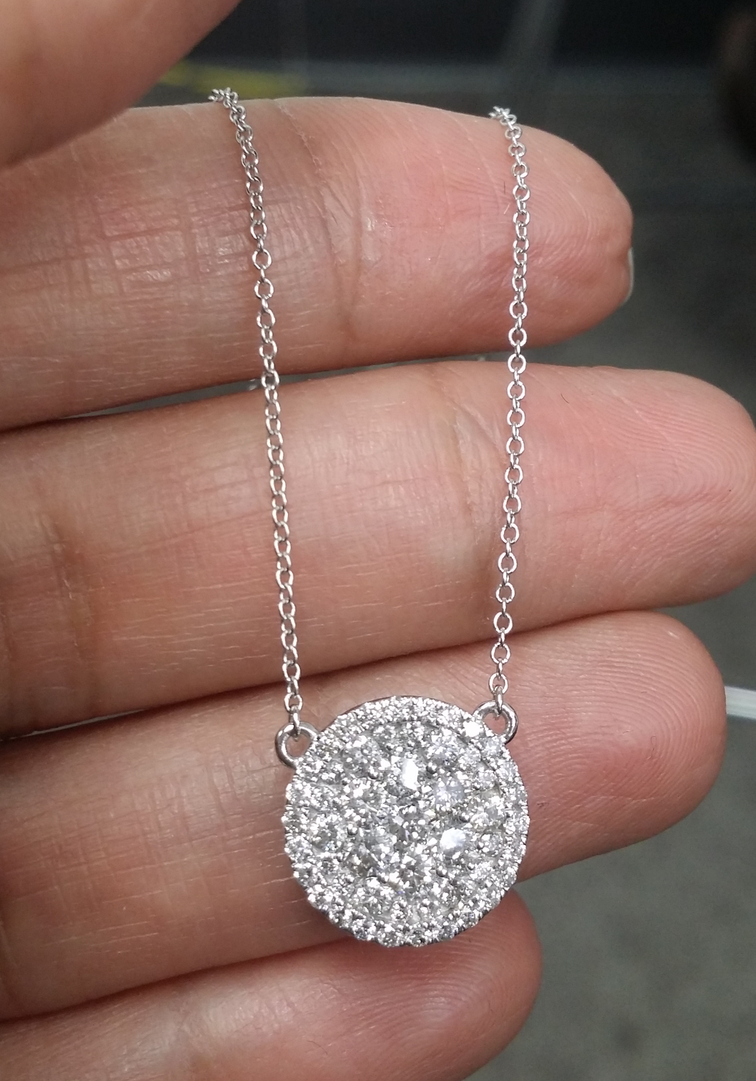 Pre-owned Handmade Deal 1.10ct Genuine Round Cluster Diamond Pendant Charm Necklace 14k Gold 16" In H